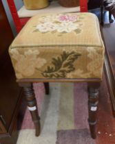 Antique stool with tapestry cushion