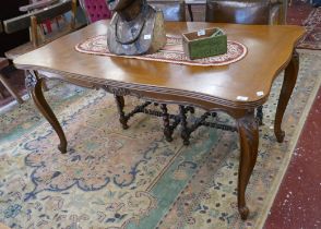 French parquetry top extending dining table