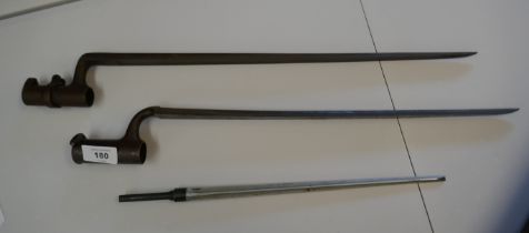 2 British triangular bayonets together with another