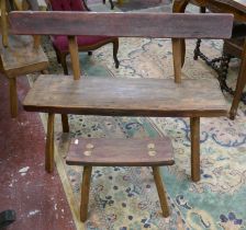 Rustic bench together with rustic foot stool