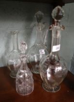 Collection of cut glass decanters
