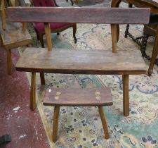 Rustic bench together with rustic foot stool