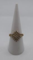 Fine 9ct gold diamond cluster ring - Size N