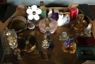 Collection of perfume bottle and compacts etc