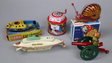 Collection of tin plate toys