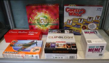 Collection board games to include Cards against Disney together with an Airfix quick build Spitfire