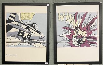 Pair of Roy Lichtenstein 'WHAAM!' diptych Offset Lithographs