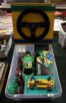 Collection of diecast cars to include boxed examples together with a Honda F1 steering wheel plaque