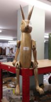 Articulated wooden rabbit figure