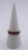 9ct gold ruby and diamond ring - Size O