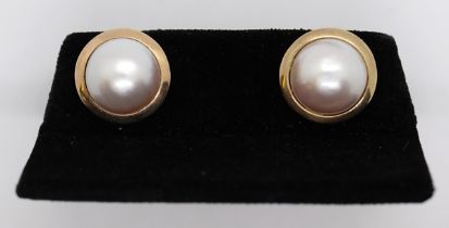 9ct gold Mabe pearl earrings