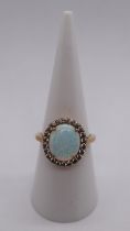 Silver gold overlay opal ring - Size M½