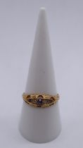 18ct gold diamond and sapphire ring - Size Q