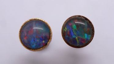 9ct gold fire opal stud earrings