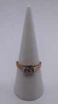 9ct gold diamond cluster ring - Size N