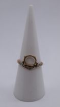 9ct gold diamond ring (1 stone missing) size M 1/2