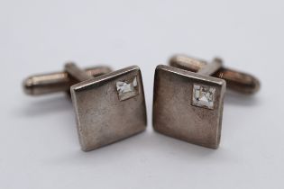 Pair of gents stone set silver cuff-links