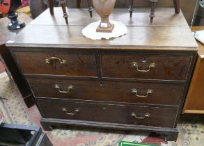 Early oak chest of 2 of 4 drawers on bracket feet - Approx size: W: 107cm D: 65cm H: 87cm