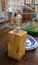Rustic wooden table lamp