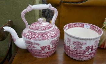 Very large Spode teapot and jardinière