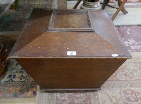 Oak sarcophagus lidded box