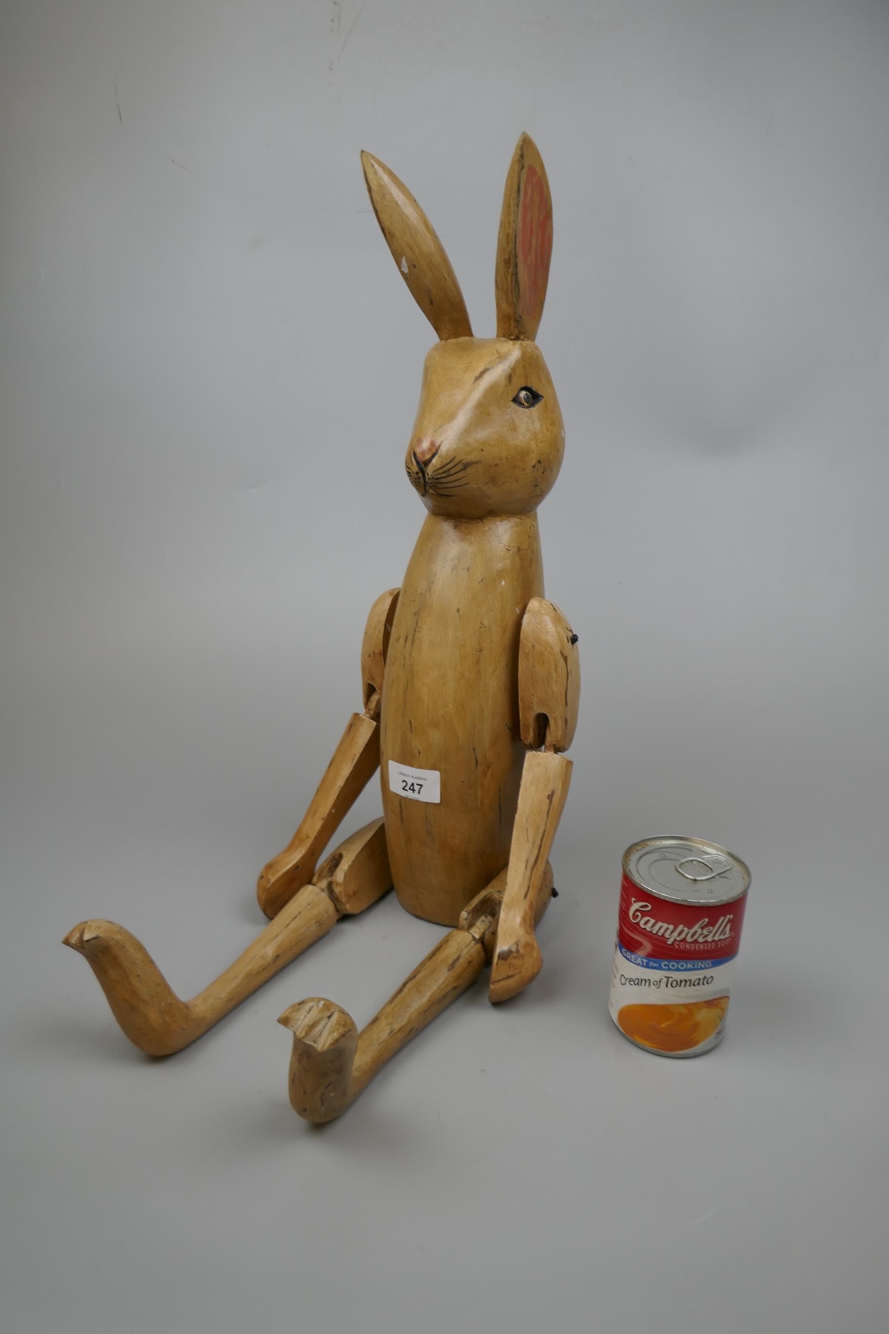 Articulated wooden rabbit figure - Image 2 of 2