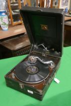 Cased HMV gramophone