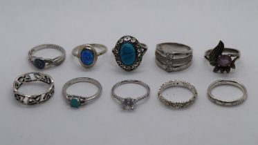 10 silver rings