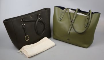 Green leather handbag by Coach with original receipts together with a Ralph Lauren handbag with orig