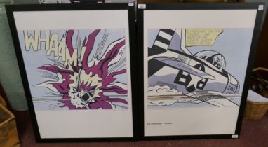 Pair of Roy Lichtenstein 'WHAAM!' diptych Offset Lithographs