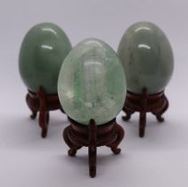 3 stone eggs - 2 possibly jade