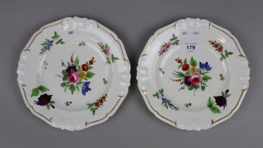 Pair of Bloor Derby cabinet plates C1830 with hand painted decoration