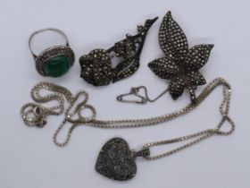 Collection of silver marcasite jewellery