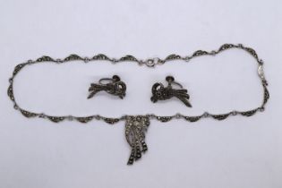 Silver marcasite necklet & earrings