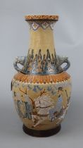 Ceramic vase decorated with Chinese figures - Approx height: 43cm