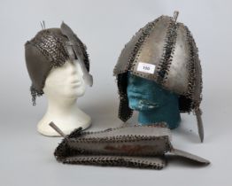 3 chainmail and plate helmets of Middle Eastern/Turkish design