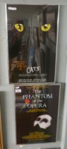 2 framed theatre posters - Cats and Phantom of the Opera