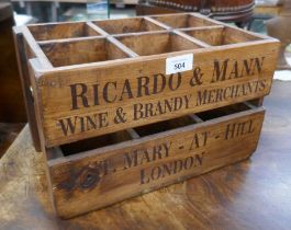 Wooden advertising bottle crate