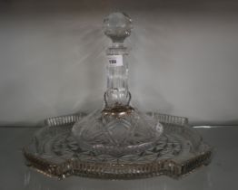 Whisky decanter together with glass tray and decanter collar