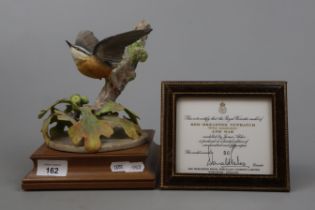 Royal Worcester Red Breasted Nuthatch figure A/F with COA