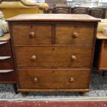 Small 19thC oak chest of 2 over 2 drawers - Approx size: W: 77cm D: 47cm H: 84cm