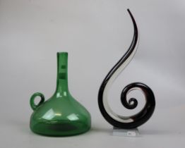 Glass decanter together with art glass sculpture