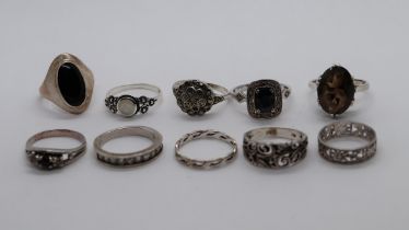 10 silver rings