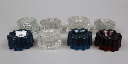 8 vintage glass casters