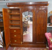 Large Victorian mahogany mirrored wardrobe - Approx size: W: 200cm D: 66cm H: 222cm