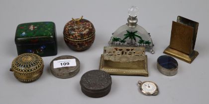 Collection of trinket and snuff boxes to include cloisonne