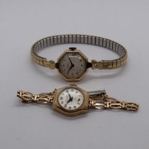 2 ladies gold cased watches