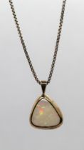 Silver opal set pendent on silver chain