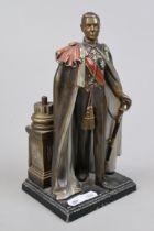 King George VI cold painted spelter figure table lighter