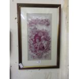 A framed and glazed silk of George V and The Queen possibly by Thomas Stevens